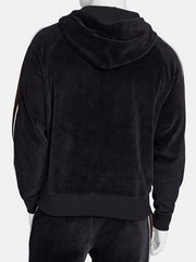 Starter Men’s Black Velour Quarter-Zip Jersey-Lined Hoodie Sweater Size M