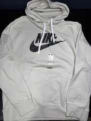 New Nike Sportswear Club Fleece Graphic Pullover Hoodie Mens L Bone BV2973-073