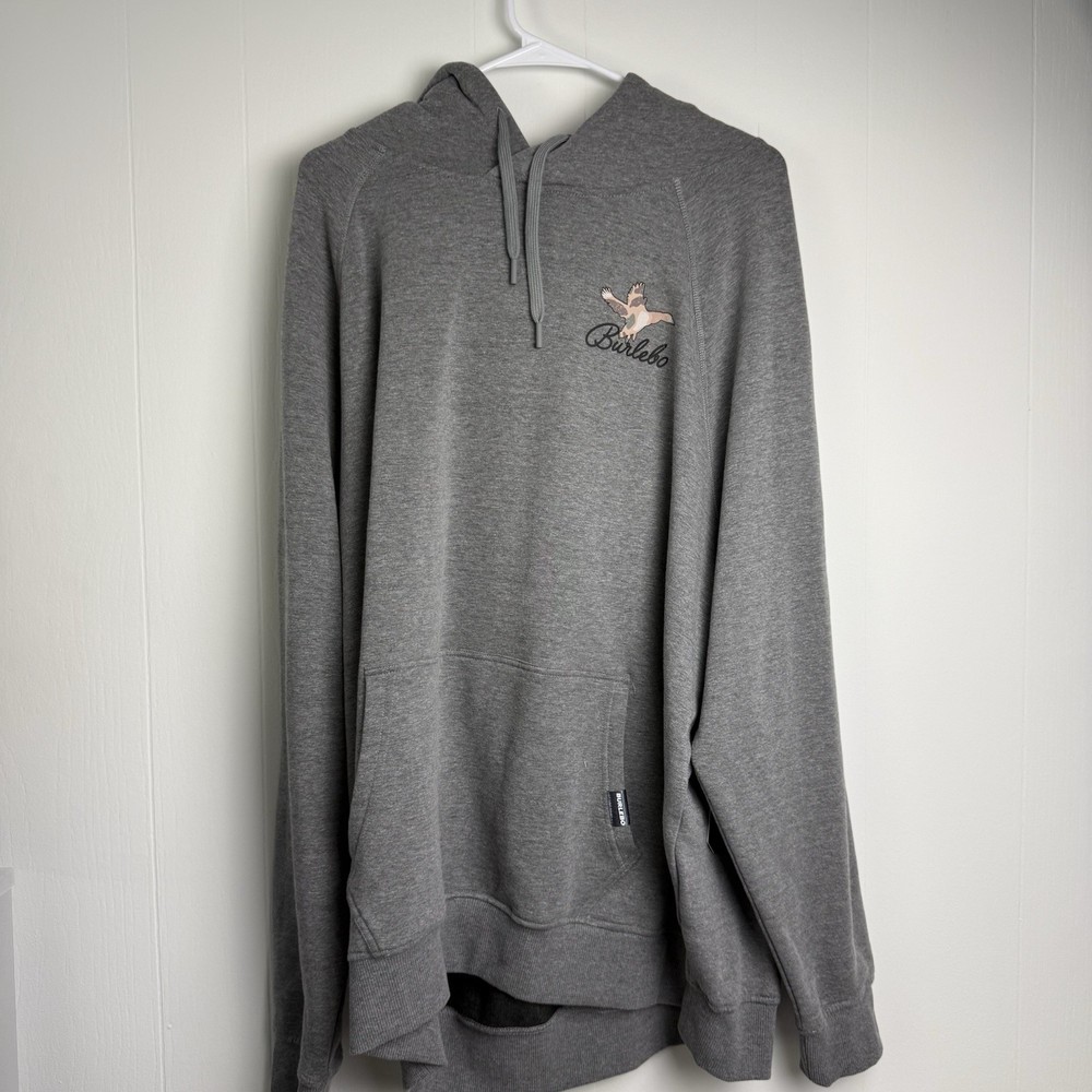 Burlebo Duck Camo Logo Hoodie Gray Pullover Fleece Men’s Large Hunting Sz XL