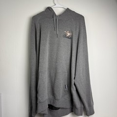 Burlebo Duck Camo Logo Hoodie Gray Pullover Fleece Men’s Large Hunting Sz XL