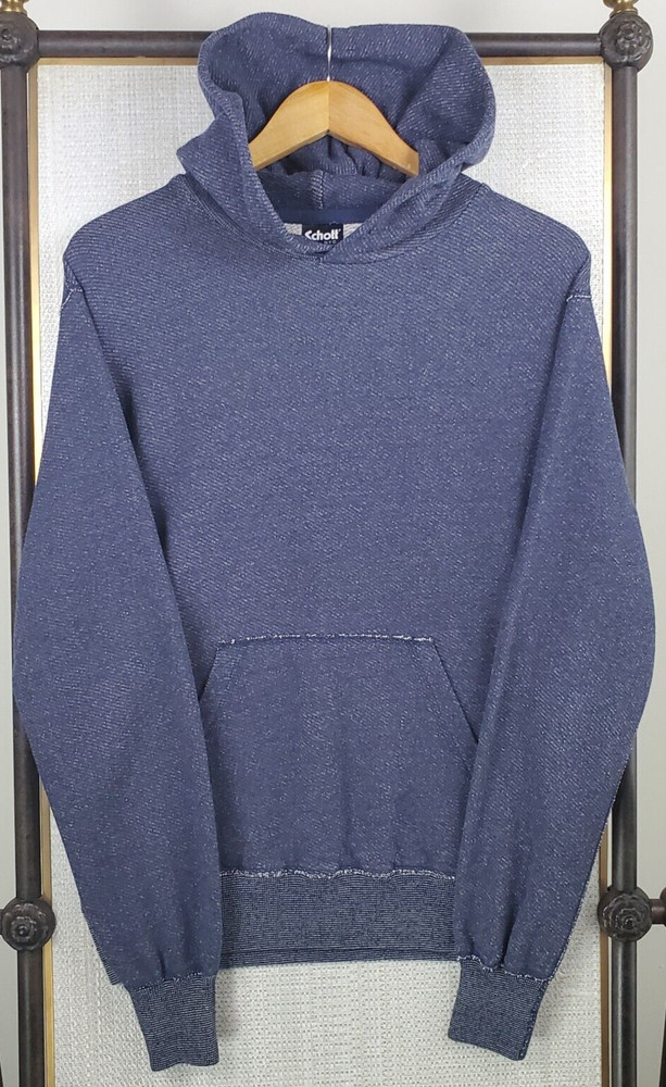 SCHOTT NYC Size Medium Mens Made in USA Hoodie Pullover Cotton Poly Blend Blue