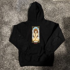 Hook-Ups Anime Graphic Fleece Black Pullover Hoodie Men’s S Hooded Pockets