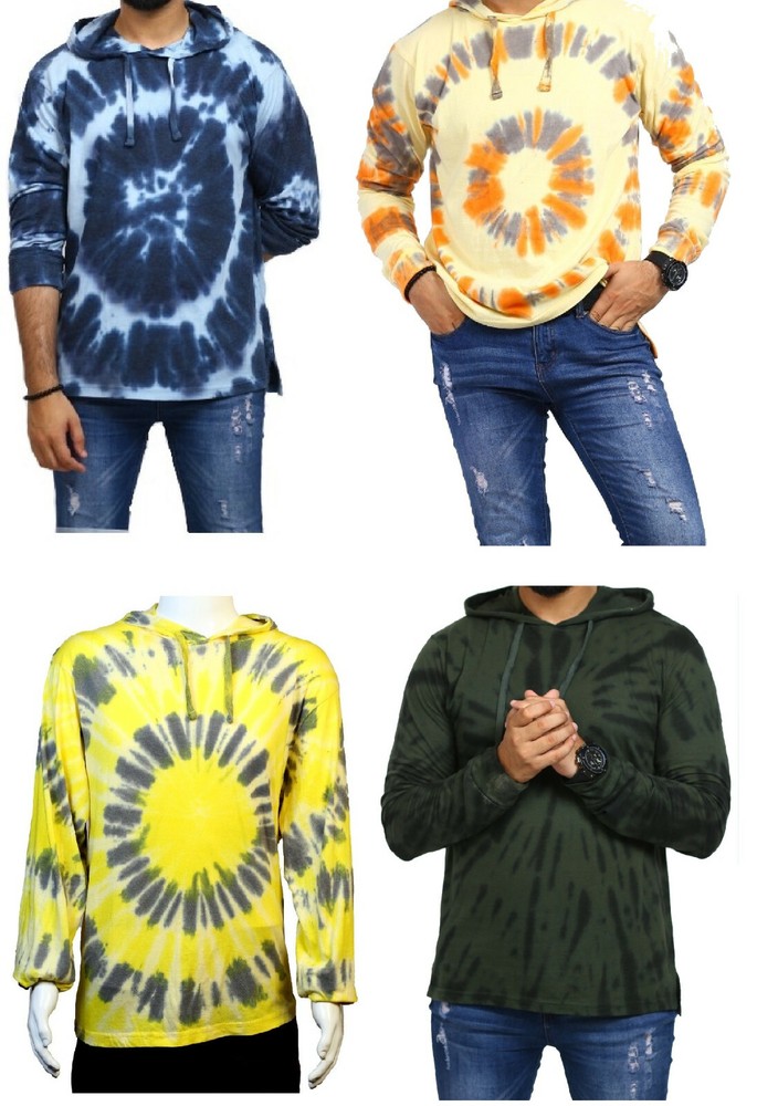 Mens T Shirt Hoodie – Long sleeve – Tie Dye
