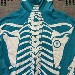 LRG Dead Serious Skeleton Hoodie Mens 2XL Blue Teal Full Zip Vtg Y2K Hip Hop C7