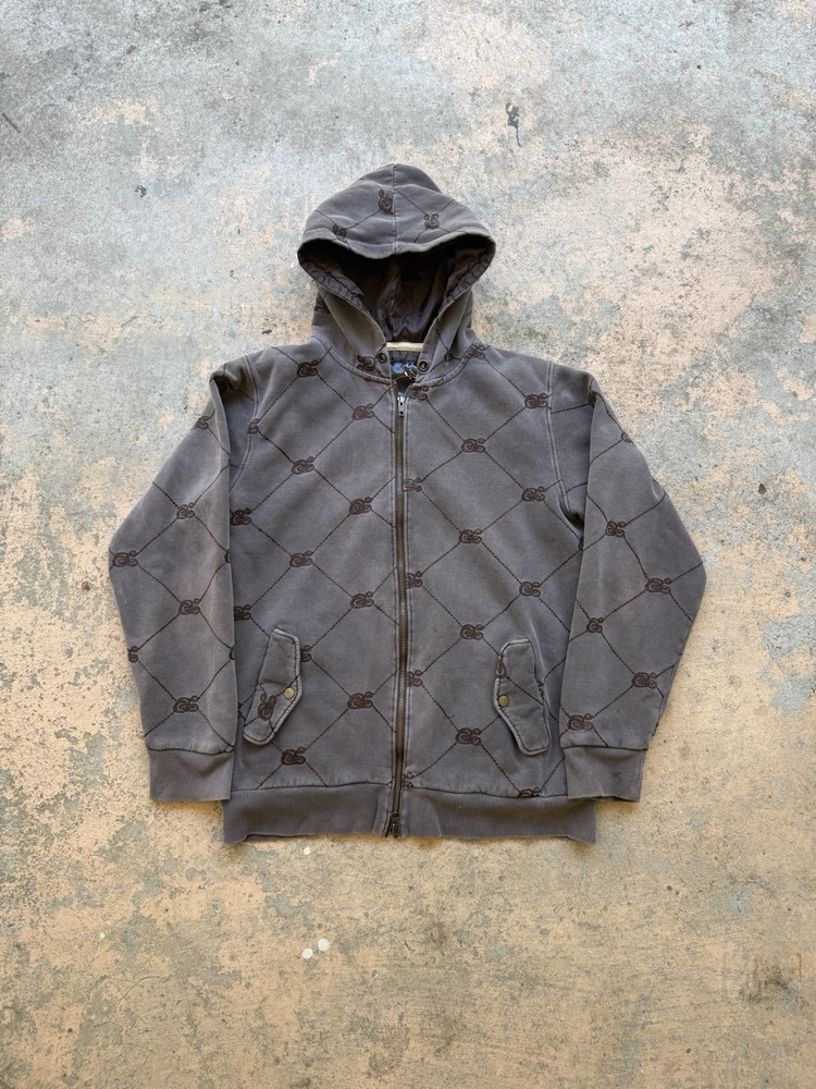 Vintage Brown Triple Five Soul Embroidered Zip Up Hoodie Size Large Mens