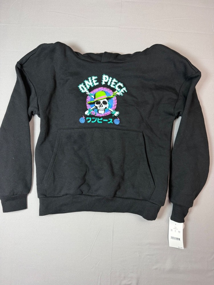 One Piece Men’s Neon Skull Graphic Hoodie Black Size S