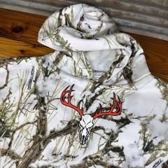 Vtg True Timber men size Large white snow camo pull over fleece hoodie USA