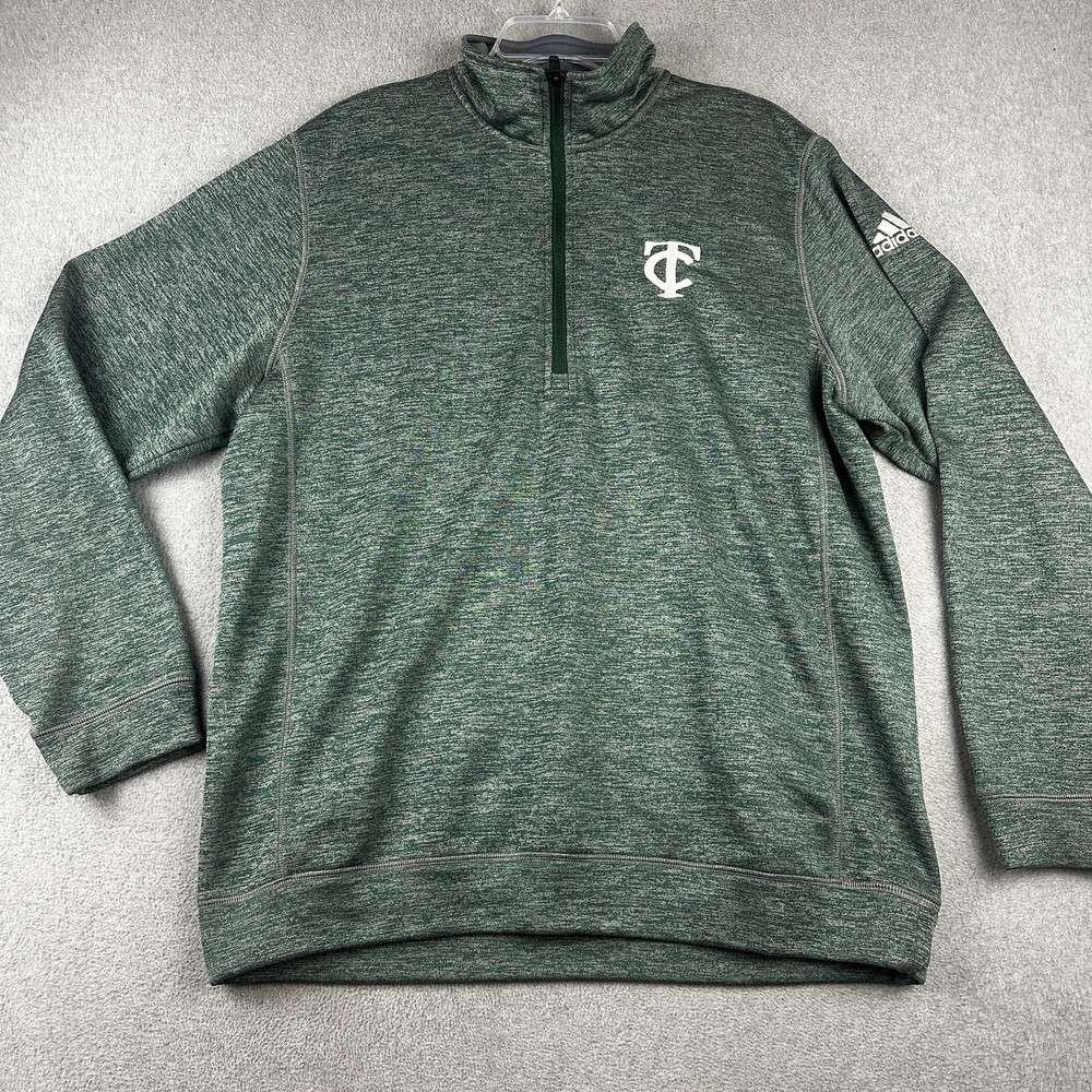 Adidas Team Issue TC Quarter Zip Pullover Mens Large Green Fleece Lined Gym Trai