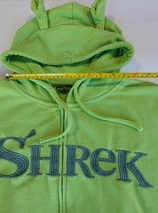 Shrek Movie Lime Green hoodie embroidered lettering and 3D ogre ears Adult XL