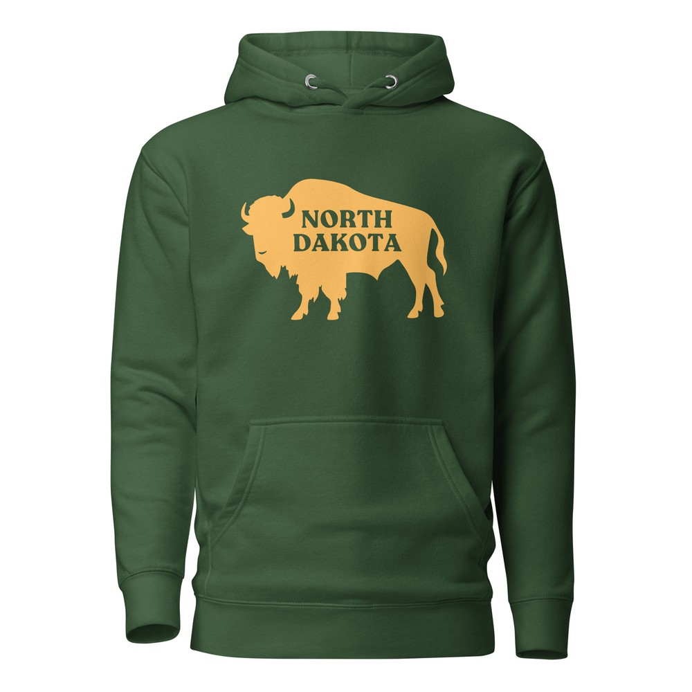 Bison North Dakota Green NDSU Unisex Hoodie S,M,L,XL,2X,3X