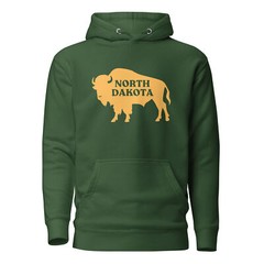 Bison North Dakota Green NDSU Unisex Hoodie S,M,L,XL,2X,3X