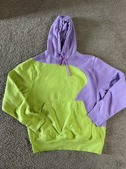 Nike Sportswear Club Color-Clash Pullover Hoodie Size S Lime Green Purple Men’s