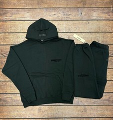 NEW Fear of God Essentials Set Hoodie & Sweatpant Stretch Limo Black Size XS-XL