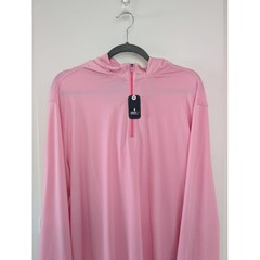 Johnnie-O Mens Performance Golf Hybrid Hoodie 1/4 Zip Pink Striped Cabo XL New