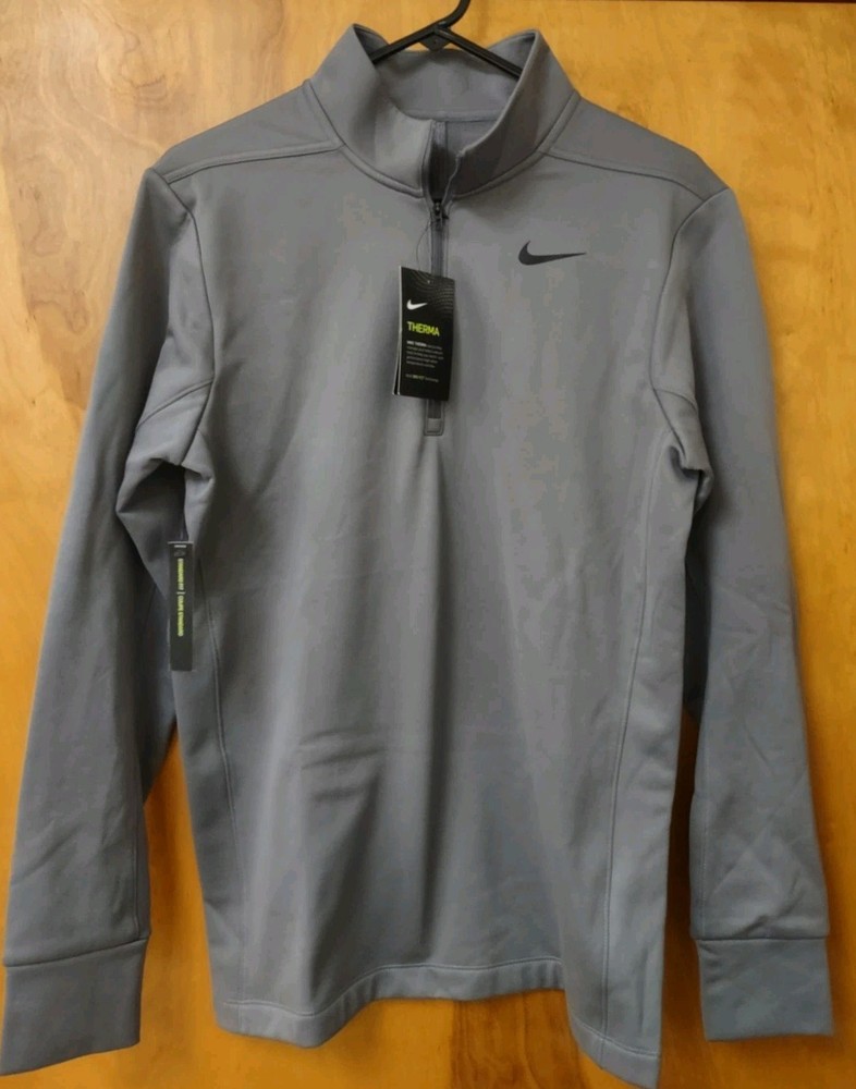 NEW Nike Dri Fit Essential Therma Half-Zip Pullover Mens S Gray AA3323-036