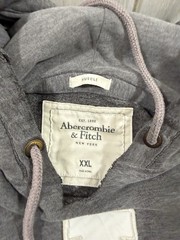 Abercrombie & Fitch Muscle Mens 2XL Hooded Varsity Letter Sweatshirt Gray