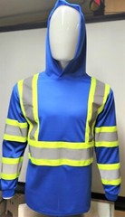 Class 3 Long Sleeve Safety Shirt With Hoodie, Polyester Birdeye mesh