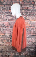 Men’s Orange Brown Colorblock Crew Neck Pullover Long Sleeve Sweatshirt Size S