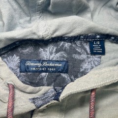 Tommy Bahama Coastline Cord Hoodie Mens Large Blue Striped Henley Pullover