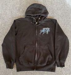 Blue Money Bandit Hoodie Black Zip Front Back Logo Patch Streetwear Mens Medium