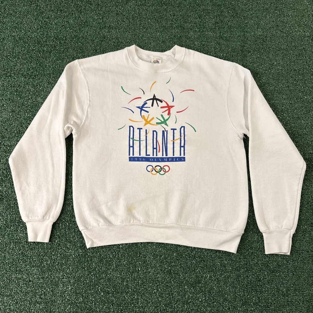 Vintage Atlanta Olympics Sweatshirt Mens XL White 90s USA 1996 Stars Sports