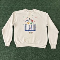 Vintage Atlanta Olympics Sweatshirt Mens XL White 90s USA 1996 Stars Sports