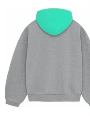 Essentials Dark Heather Oatmeal With Teal Neckline In Size Large
