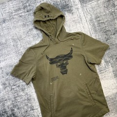 Under Armour Project Rock Hoodie Mens Small Short Sleeve Terry Gym Weights Train