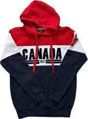 Canada 1867 Colorblock Hoodie Red White Blue Maple Leaf Sleeve Size Small