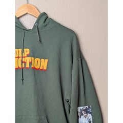 Pulp Fiction Hoodie Mens L Green Movie Graphic Sleeve Print Quentin Tarantino