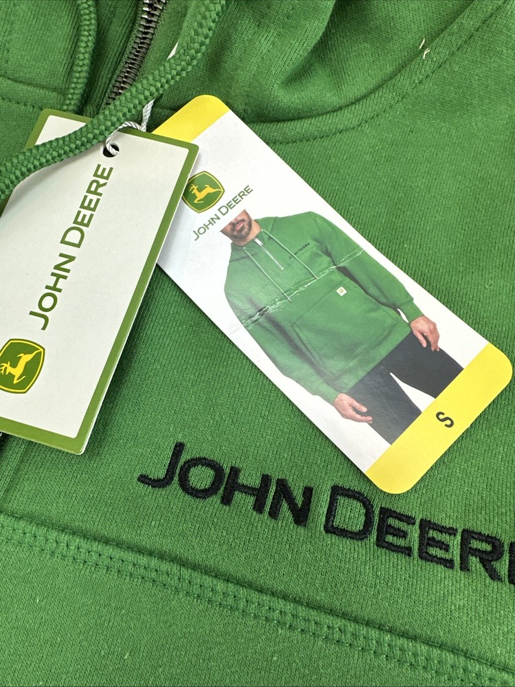 John Deere Hoodie Men’s Quarter Zip Heavyweight Sweatshirt Green Size Small NWT