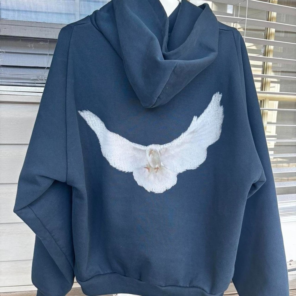 Yeezy Gap Engineered by Balenciaga Shrunken Dove Hoodie Dark Blue Size Medium