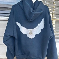 Yeezy Gap Engineered by Balenciaga Shrunken Dove Hoodie Dark Blue Size Medium