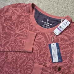 Tommy Bahama Mens Ben and Terry Sweatshirt Mens 2XL Coral Pink Floral Hawaiian
