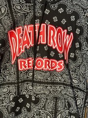 NWT Snoop Dog Death Row Records Black Paisley Hoodie Size Medium 100% Polyester
