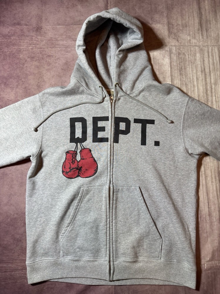 Authentic Gallery Dept Boxing Logo Full Zip Hoodie Gray Men’s Small Designer