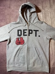 Authentic Gallery Dept Boxing Logo Full Zip Hoodie Gray Men’s Small Designer