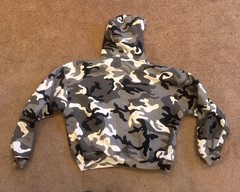 NEW Akimbo Mens M~Pullover Hoodie Sweatshirt ORGANIC Cotton~B&W Camouflage CAMO