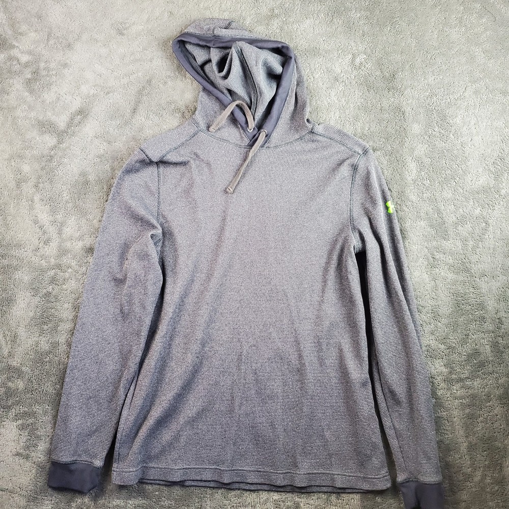 Under Armour Hoodie Mens M Gray Thermal Waffle Pullover All Season Gear Loose