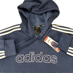 Adidas Mens Essentials 3-Stripes Pullover Hoodie Legend Ink White FM5749 Size M