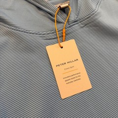 Peter Millar Pine Performance Hoodie Mens 2XL Golf Blue Striped Pullover EK45B