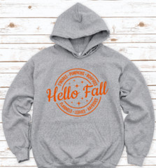 Hello Fall, Gray, Unisex, Hoodie Sweatshirt