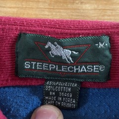 VTG 90s Rugby Collared Sweatshirt XL Pink/Blue Striped Preppy M Steeplechase