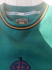 Vintage 90s Chaps Ralph Lauren Embroidered Collegiate Green Crewneck M EUC CLEAN