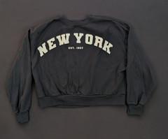 Modern Lux New York Sweatshirt Women’s Large Black Graphic Pullover – [C-1]