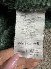 Carhartt Hoodie Mens XL Green Pullover Hooded Lined Pockets Fleece Logo Sleeve
