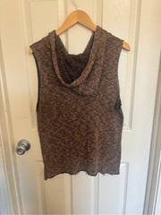 Jesse & J Made in USA Tiger Knit Sleeveless Hoodie Brown Olive XL
