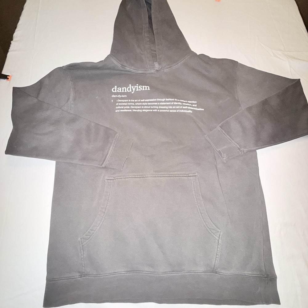 Modern Dandy AC Miller Dandyism Definition Hoodie Mens NEW XL Charcoal Grey