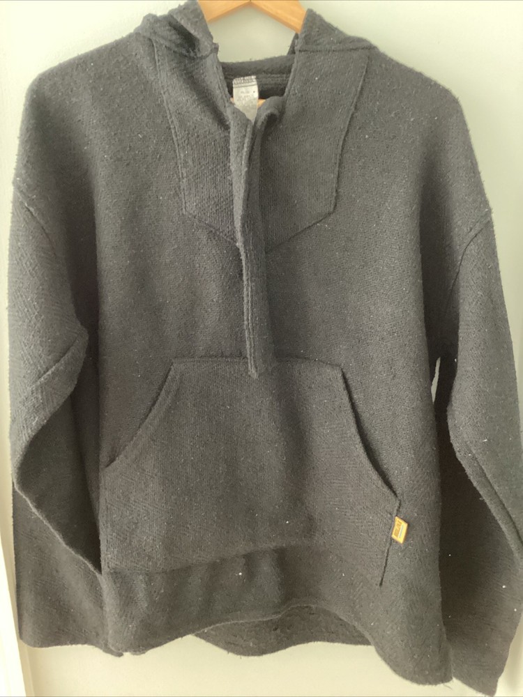Mexican Baja Black Large 42-44 Hooded Jacket By Molina