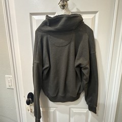 Cozy American Eagle Men’s Gray Pullover Hoodie High Neck Button Accent Size S